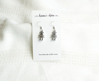 Antique Silver Robot Earrings