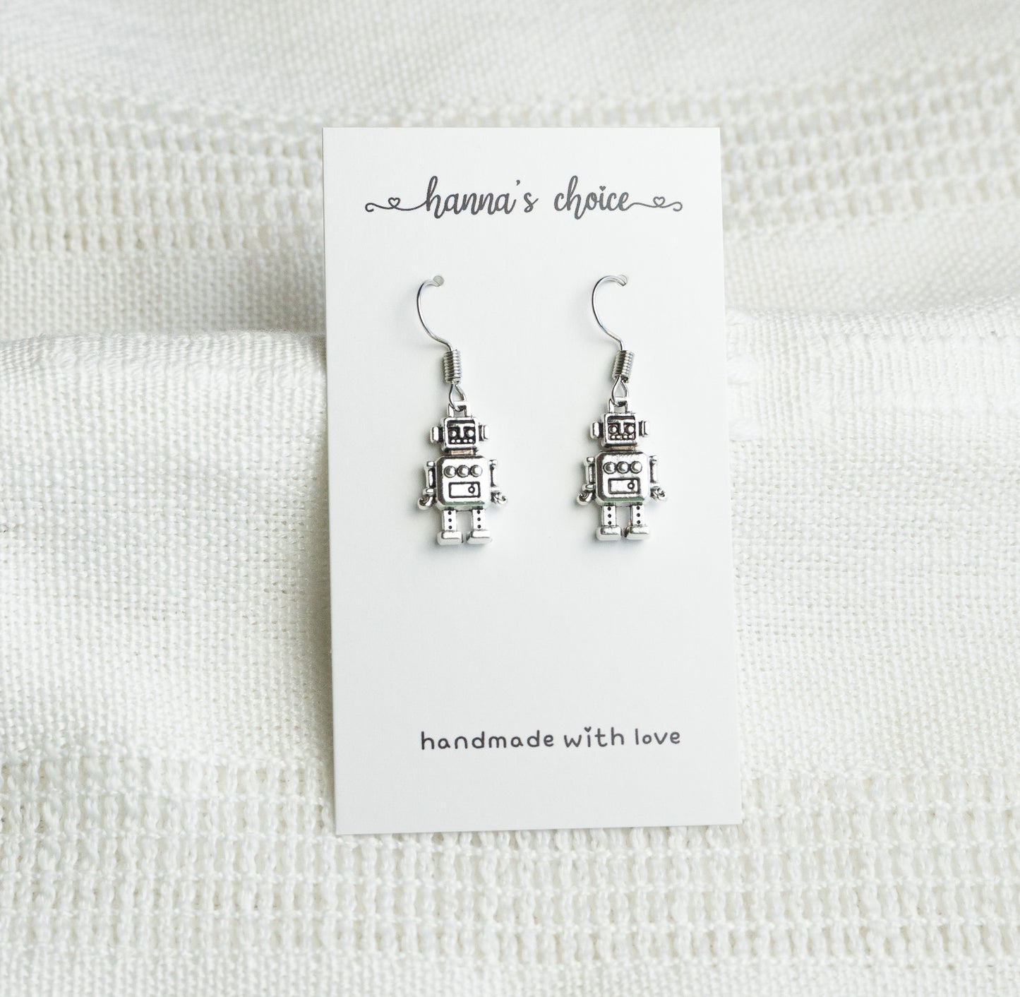 Antique Silver Robot Earrings