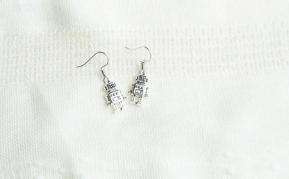 Antique Silver Robot Earrings