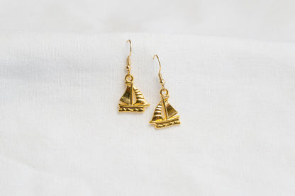 Sailing Boat Charm Drop Earrings