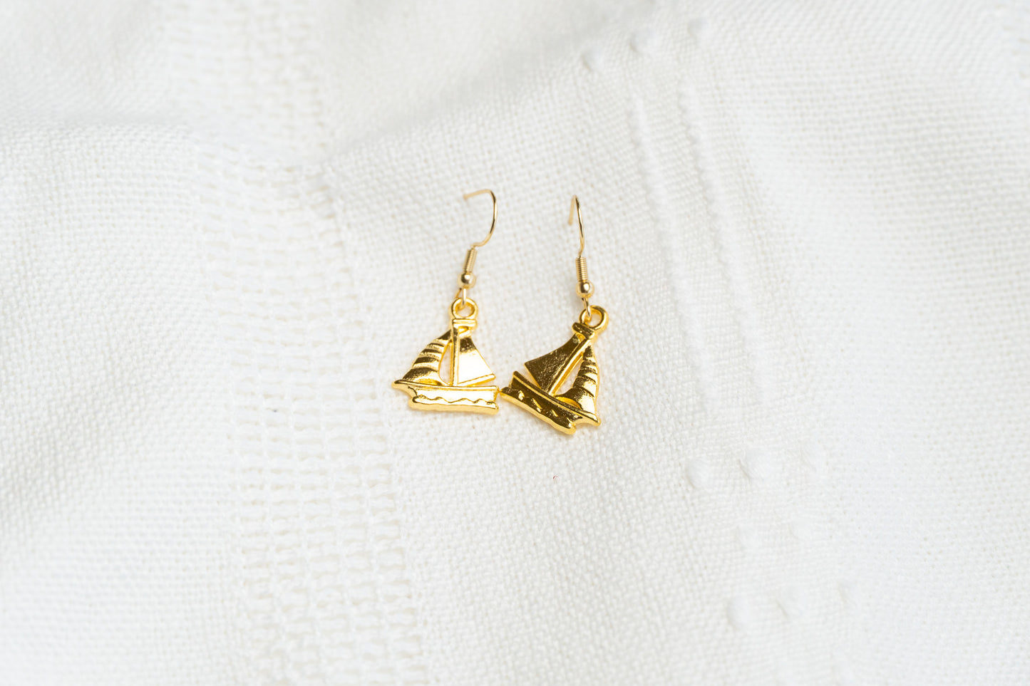 Sailing Boat Charm Drop Earrings