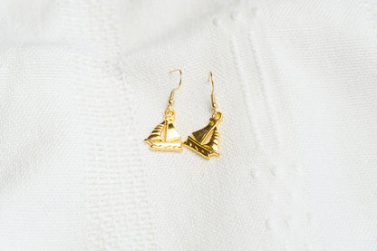 Sailing Boat Charm Drop Earrings