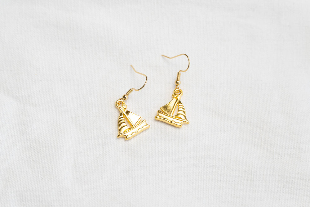 Sailing Boat Charm Drop Earrings
