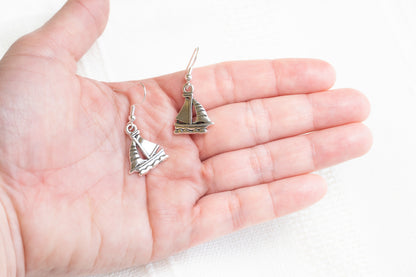 Sailing Boat Charm Drop Earrings