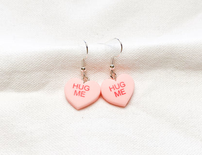 Be Mine” or “Hug Me” Heart Charm Earrings
