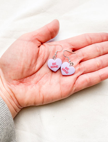 Be Mine” or “Hug Me” Heart Charm Earrings