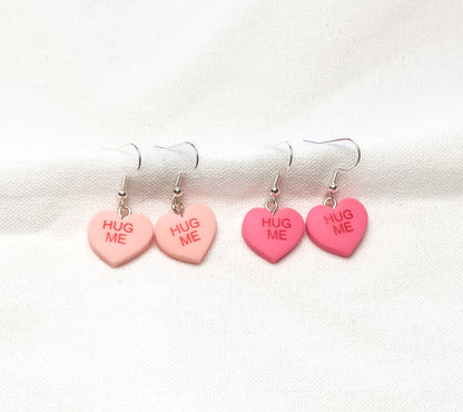Be Mine” or “Hug Me” Heart Charm Earrings