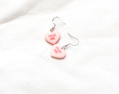 Be Mine” or “Hug Me” Heart Charm Earrings