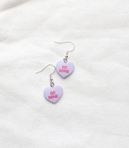 Be Mine” or “Hug Me” Heart Charm Earrings