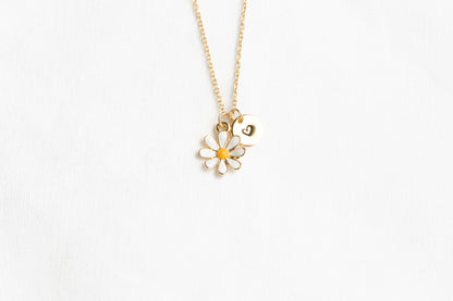 White Daisy Flower Necklace
