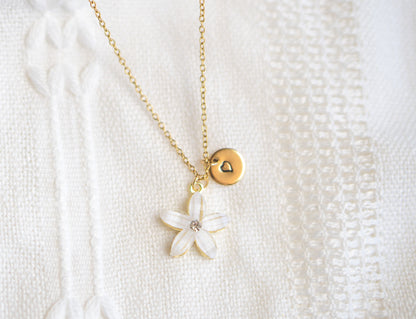 White flower Rhinestone Necklace