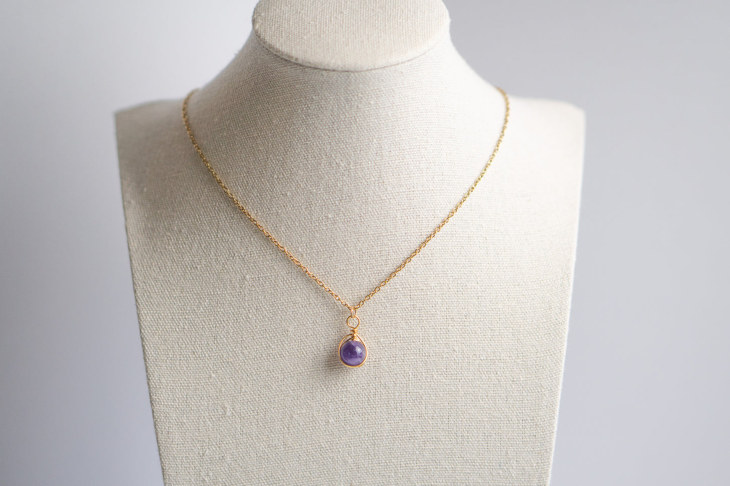 Wire wrapped Amethyst Natural Gemstone Necklace