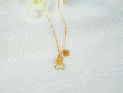 Cute Pink Ear Corgi Necklace