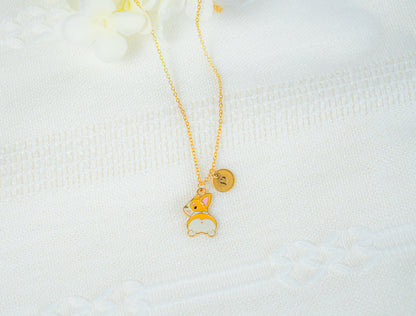 Cute Pink Ear Corgi Necklace