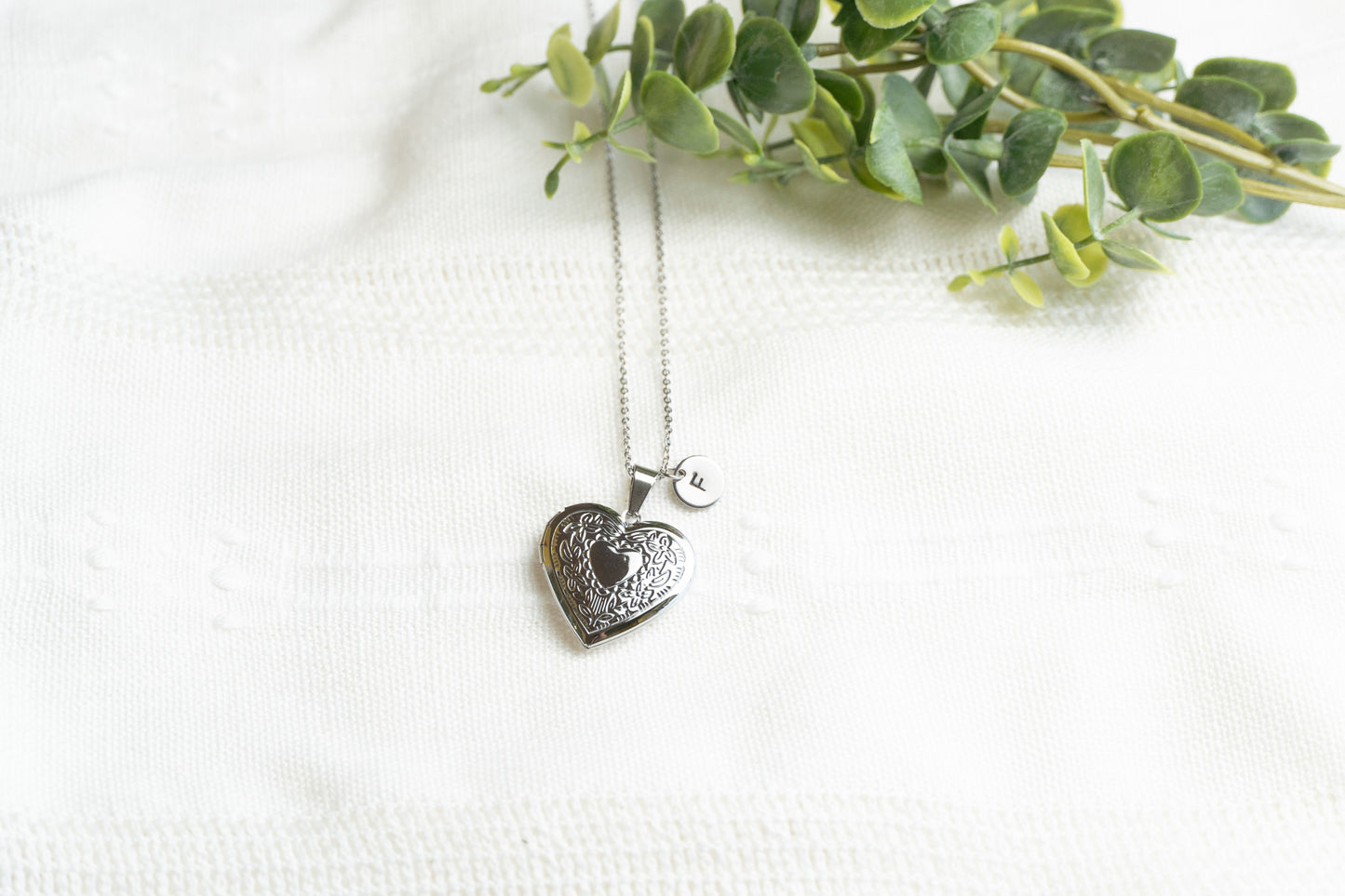 Silver Tone Heart Locket Necklace