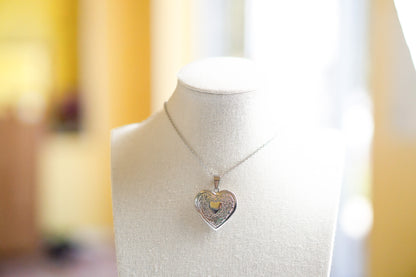 Silver Tone Heart Locket Necklace