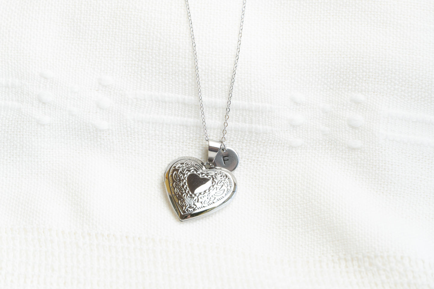 Silver Tone Heart Locket Necklace
